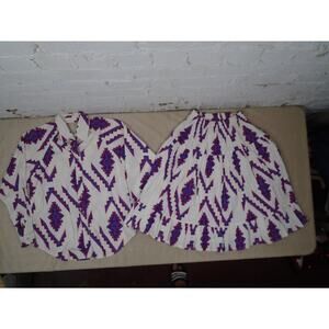 Vintage 90s Womens Mine & Bills Western Aztec Botton Shirt Cut Out & Skirt S